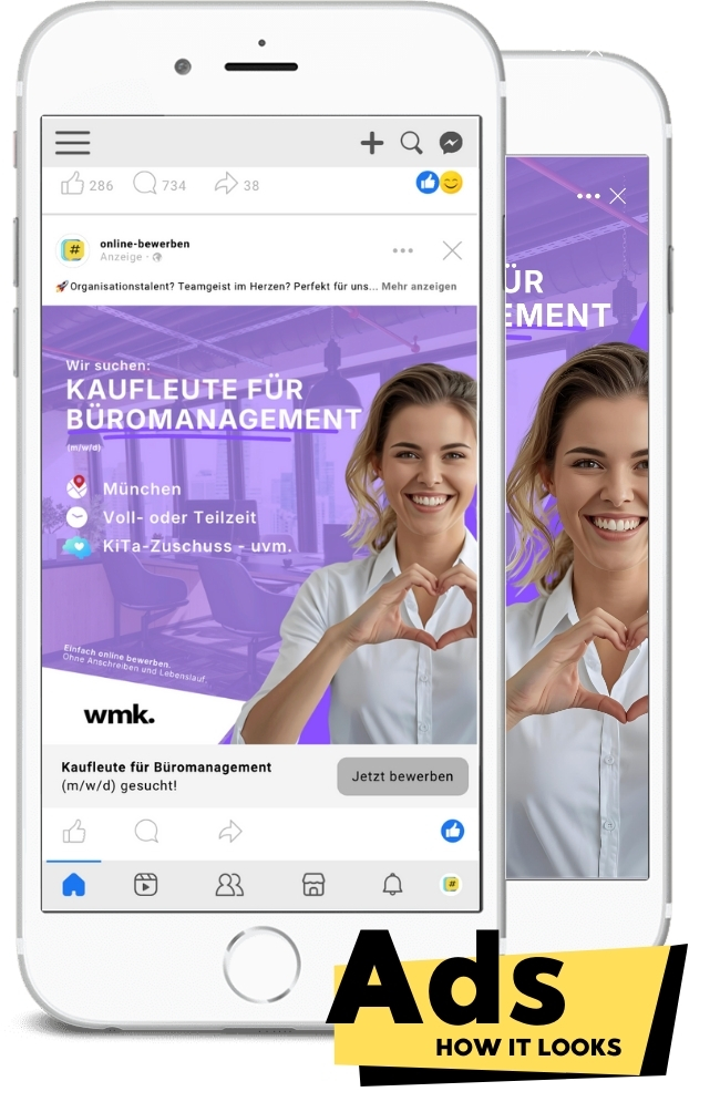 Smartphone-Ansicht einer Social Recruiting Kampagne mit einfachem Bewerbungsformular
